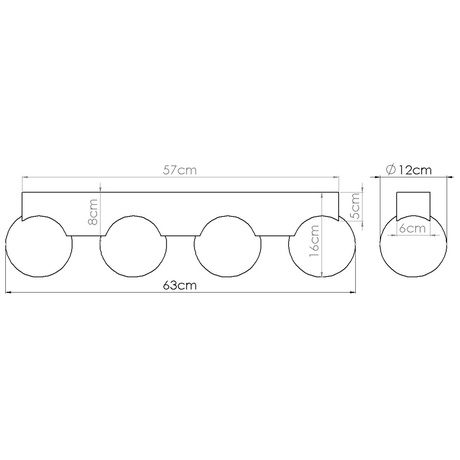 Plafonieră BULBO 4 lemn natural
