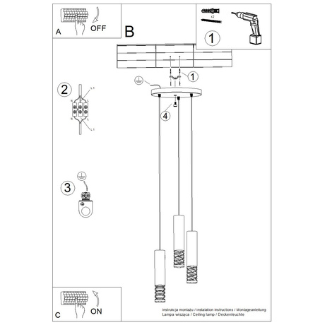 Lampă suspendată LAMI 3P alb