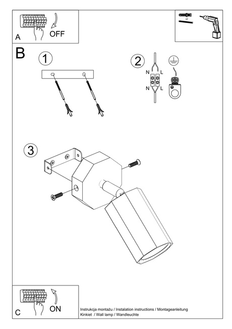 ZEKE lampă de perete stejar + 1x bec LED GU-10 4000K rece 7W 630lm