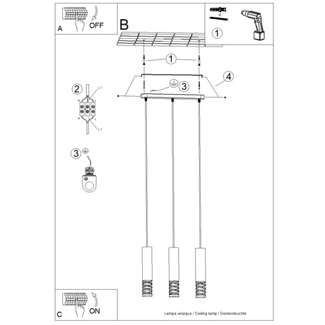 Lampă suspendată LAMI 3L alb