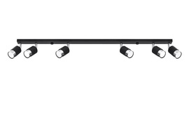 Plafonieră NERO 6 negru/cromo + 6x bec LED GU-10 3000K Warm 7W 620lm