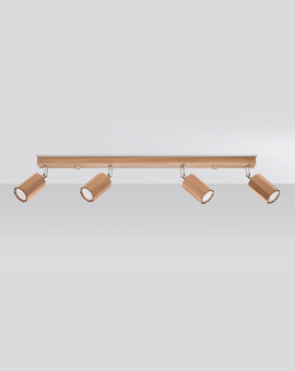 Plafonieră ZEKE 4 stejar + 4x bec LED GU-10 4000K Cold 7W 630lm