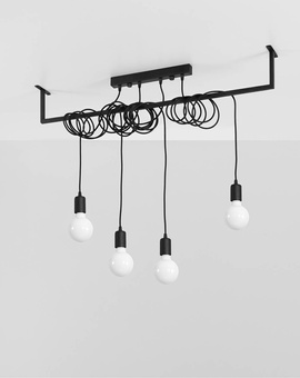 Candelabru SALAMANCA 4 negru + 4x bec LED E27 4000K rece 7.5W 650lm