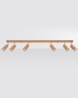 Plafonieră ZEKE 6 stejar + 6x bec LED GU-10 4000K Cold 7W 630lm