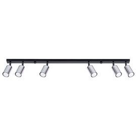 Plafonieră WINX 6L negru/cromo + 6x bec LED GU-10 3000K Warm 7W 510lm