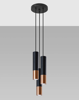 LOOPEZ 3P negru / cupru lampă suspendată + 3x GU-10 3000K cald 7W 620lm bec LED