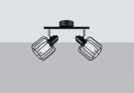 Plafonieră BELUCI 2 negru + 2x bec LED E14 4000K rece 7.5W 680lm