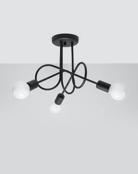 Candelabru SUPEŁ 3 negru + 3x bec LED E27 4000K rece 7,5W 650lm