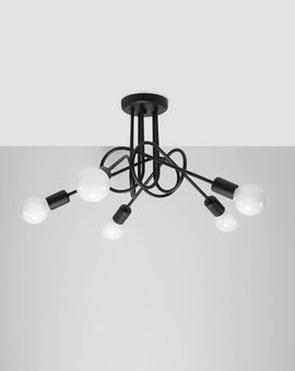 Candelabru SUPEŁ 5 negru + 5x bec LED E27 3000K cald 7,5W 620lm