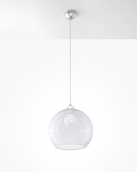 Lampă suspendată BALL transparentă + 1x bec LED E27 4000K rece 7,5W 650lm