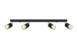 Plafonieră NERO 4 negru / auriu + 4x bec LED GU-10 3000K Warm 7W 620lm