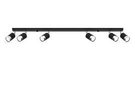 Plafonieră NERO 6 negru/cromo + 6x bec LED GU-10 4000K Cold 7W 630lm