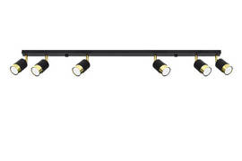 Plafonieră NERO 6 negru/gold + 6x bec LED GU-10 3000K Warm 7W 620lm