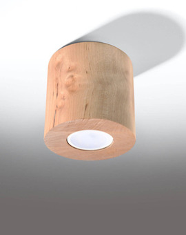 Plafonieră ORBIS lemn natural + 1x bec LED GU-10 3000K cald 7W 620lm