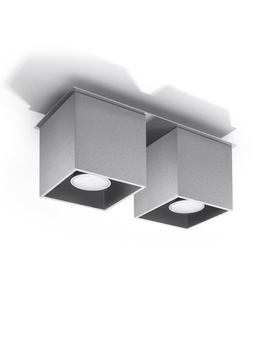 Plafonieră QUAD 2 gri + 2x bec LED GU-10 4000K Cold 7W 630lm