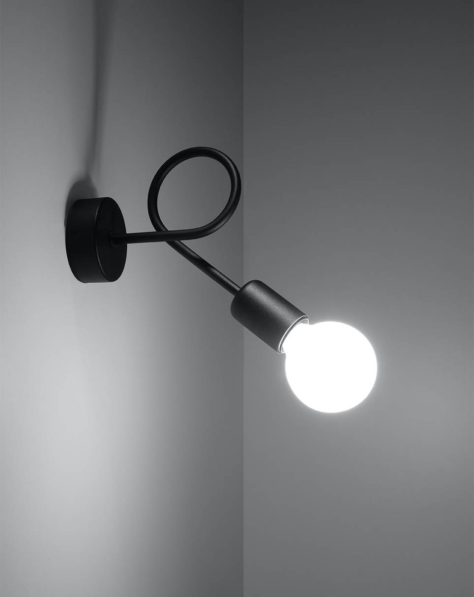 Lampă de perete SUPEŁ negru + 1x bec LED E27 4000K rece 7,5W 650lm