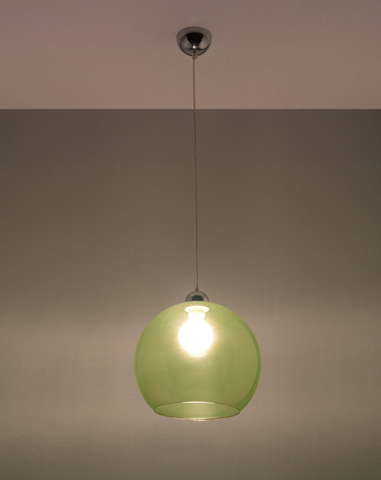 Lampă suspendată BALL verde + 1x bec LED E27 3000K Warm 7.5W 620lm