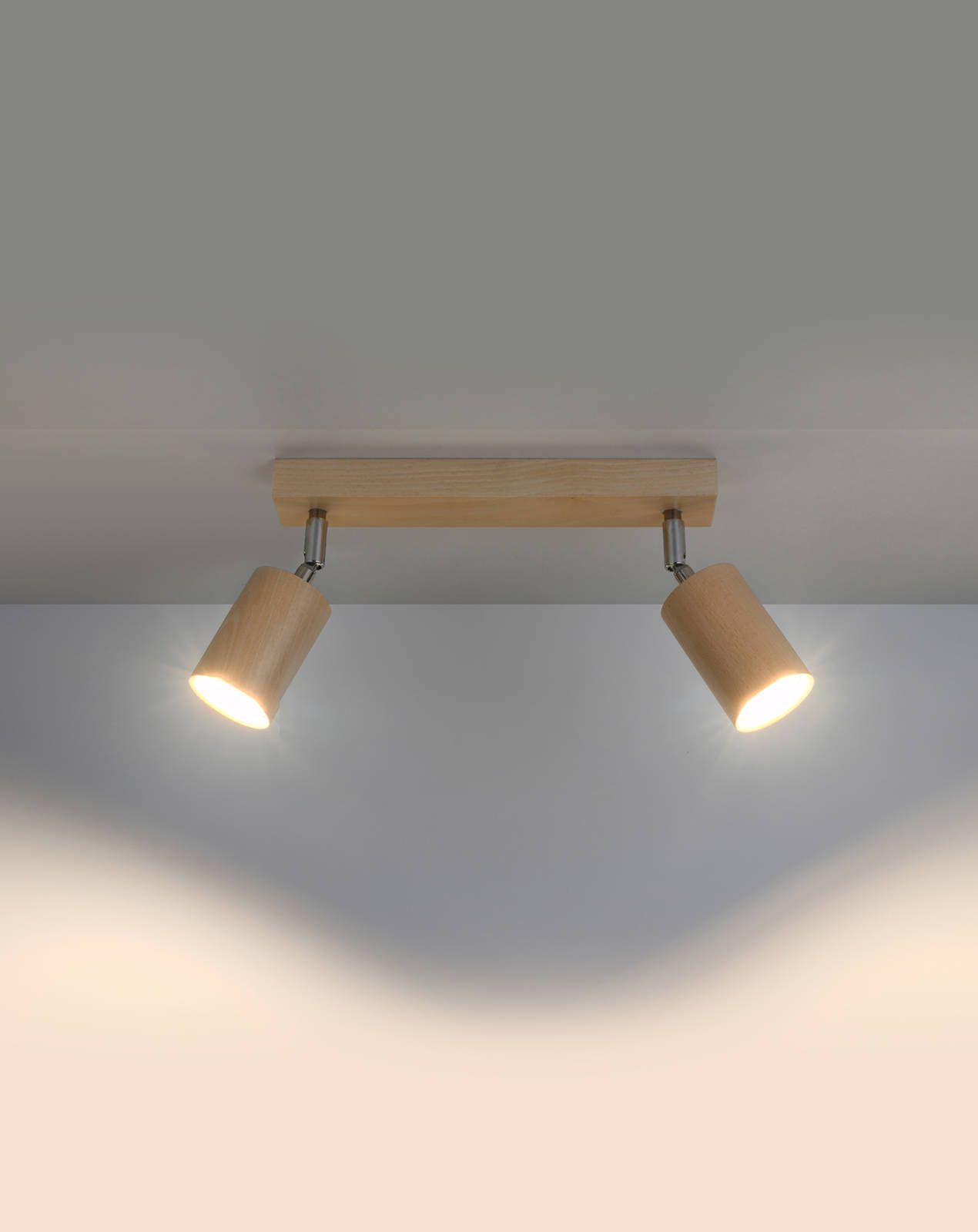 Plafonieră BERG 2 lemn natural + 2x bec LED GU-10 4000K rece 7W 630lm