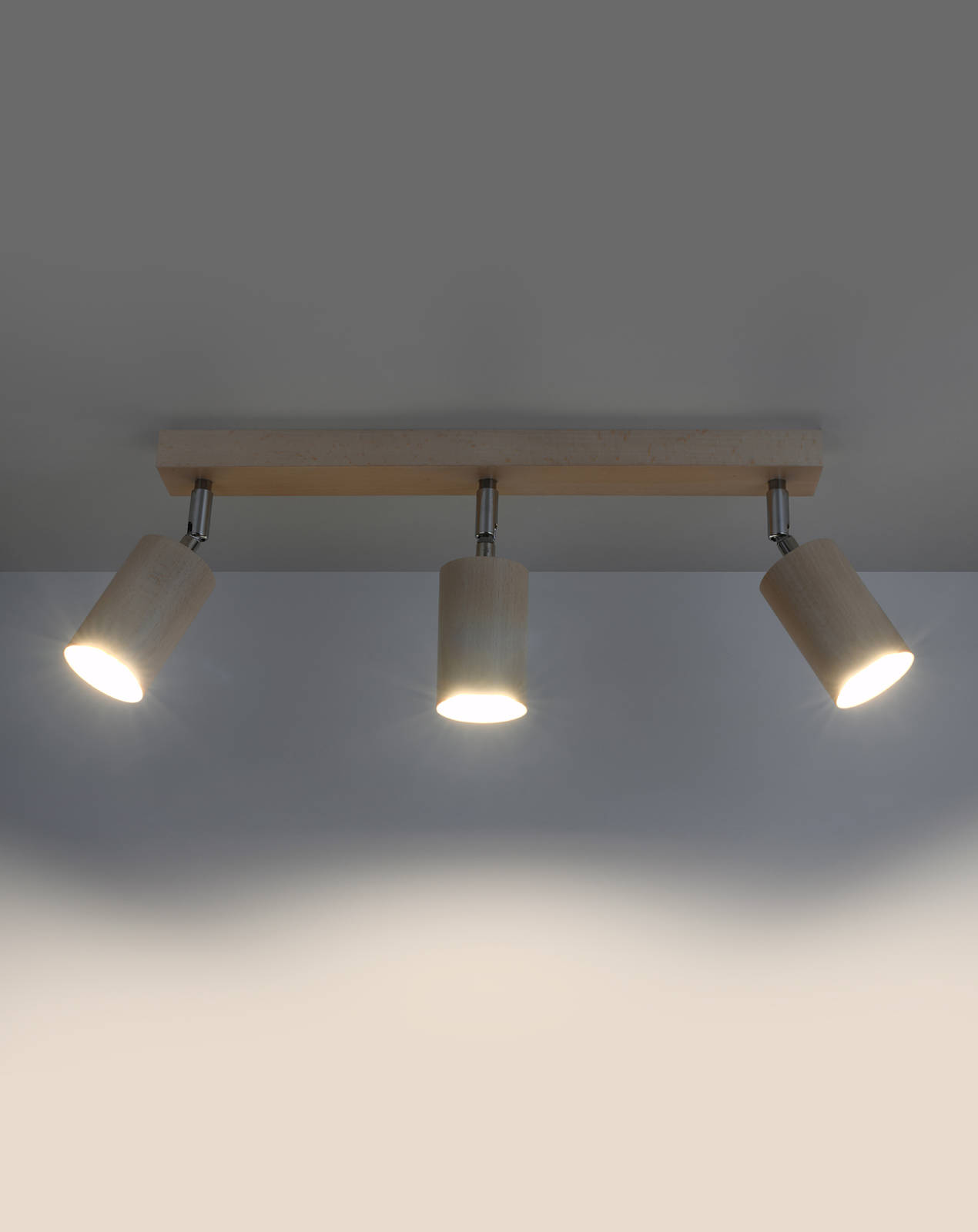 Plafonieră BERG 3 lemn natural + 3x bec LED GU-10 4000K rece 7W 630lm