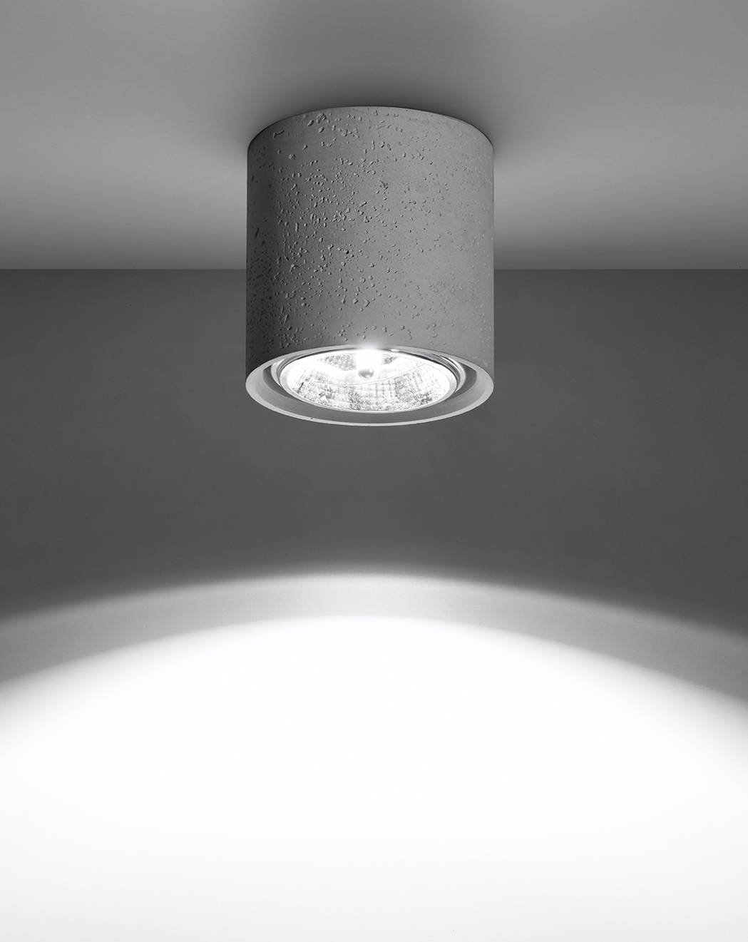 Plafonieră CULLO 140 beton + 1x bec LED GU10 AR111 3000K Warm 12W 800lm [WOJ+14146].