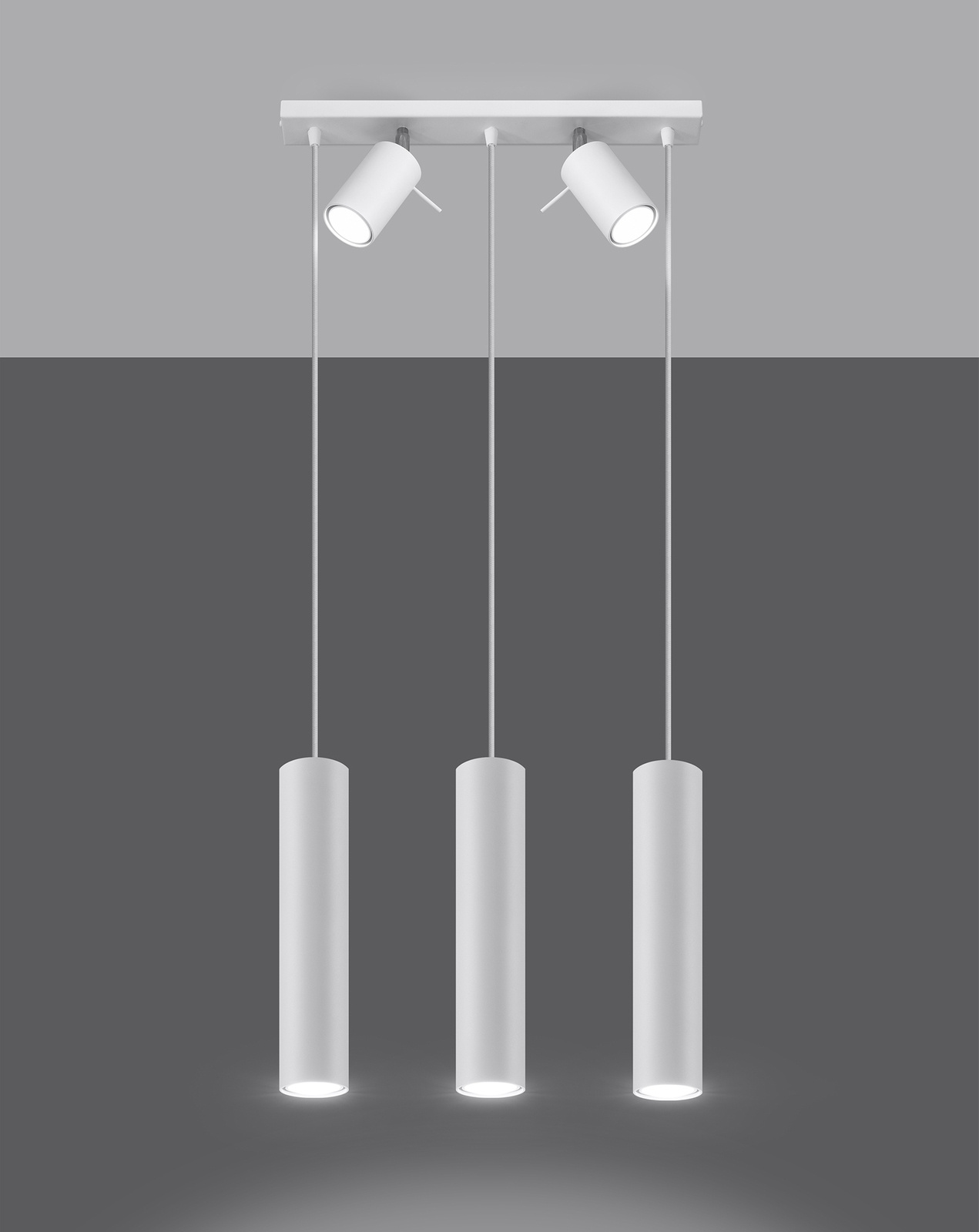 RING 3 lampă suspendată alb + 5x bec LED GU-10 4000K rece 7W 630lm