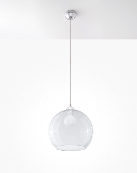 Lampă suspendată BALL transparentă + 1x bec LED E27 3000K cald 7.5W 620lm