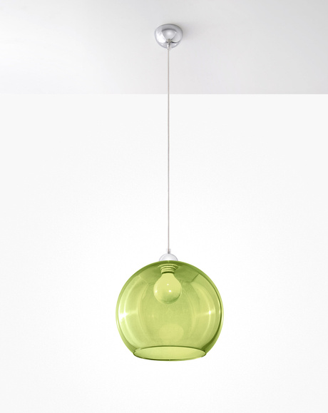 Lampă suspendată BALL verde + 1x bec LED E27 4000K rece 7,5W 650lm