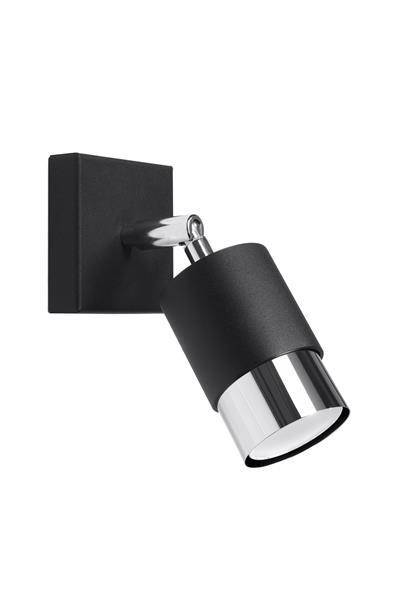 NERO lampă de perete negru / crom + 1x bec LED GU-10 4000K rece 7W 630lm