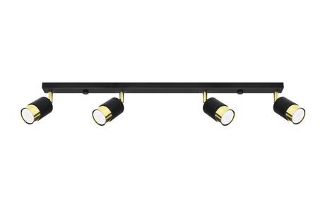 Plafonieră NERO 4 negru / auriu + 4x bec LED GU-10 3000K Warm 7W 620lm