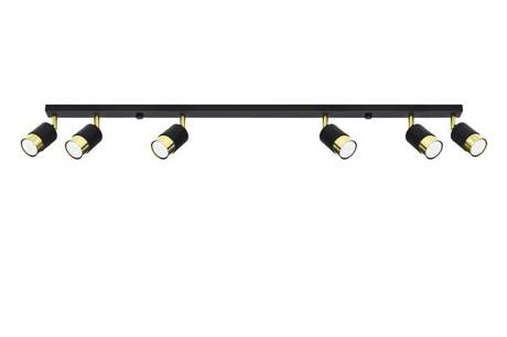 Plafonieră NERO 6 negru/gold + 6x bec LED GU-10 3000K Warm 7W 620lm